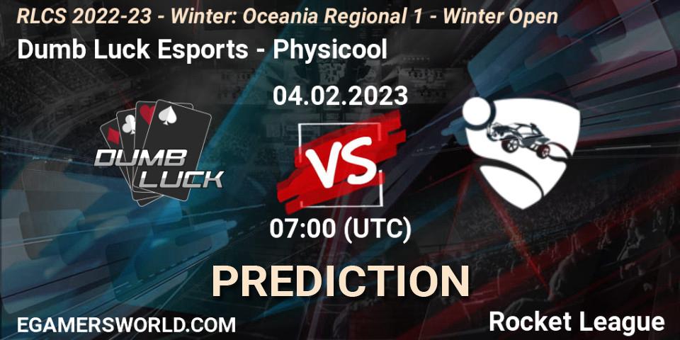 Dumb Luck Esports vs Physicool: Match Prediction. 04.02.2023 at 07:00, Rocket League, RLCS 2022-23 - Winter: Oceania Regional 1 - Winter Open
