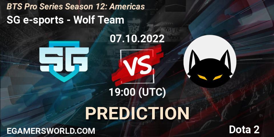 SG e-sports vs Wolf Team: Match Prediction. 07.10.22, Dota 2, BTS Pro Series Season 12: Americas
