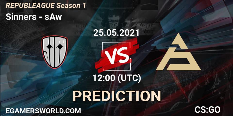 Sinners vs sAw: Match Prediction. 25.05.2021 at 12:00, Counter-Strike (CS2), REPUBLEAGUE Season 1