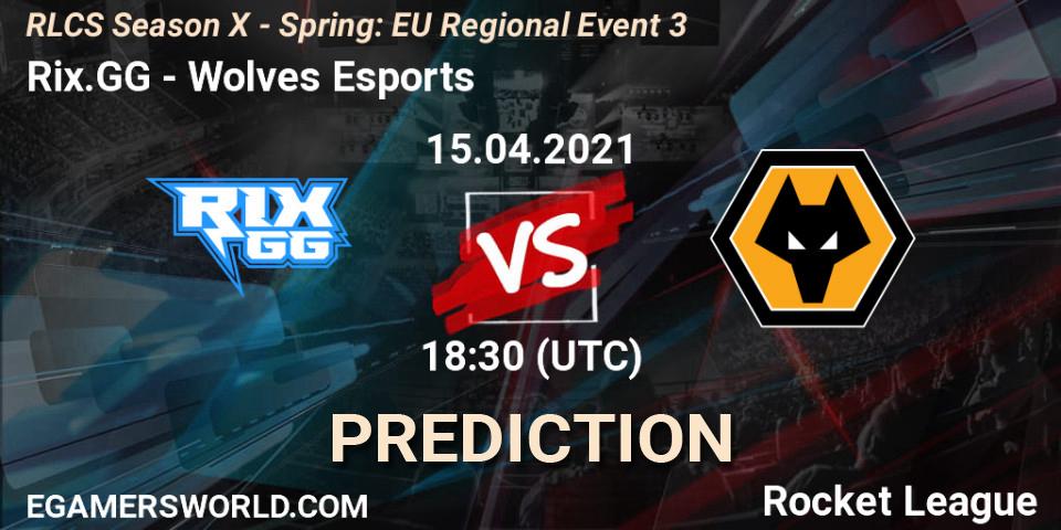Rix.GG vs Wolves Esports: Match Prediction. 15.04.2021 at 18:30, Rocket League, RLCS Season X - Spring: EU Regional Event 3