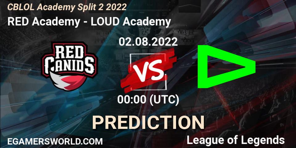 RED Academy vs LOUD Academy: Match Prediction. 02.08.2022 at 00:00, LoL, CBLOL Academy Split 2 2022