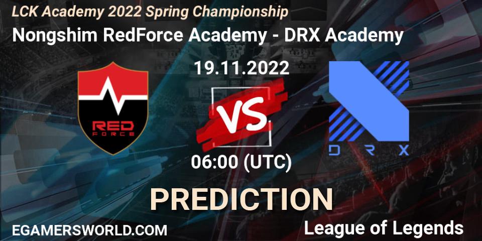 Nongshim RedForce Academy vs DRX Academy: Match Prediction. 19.11.22, LoL, LCK Academy 2022 Spring Championship