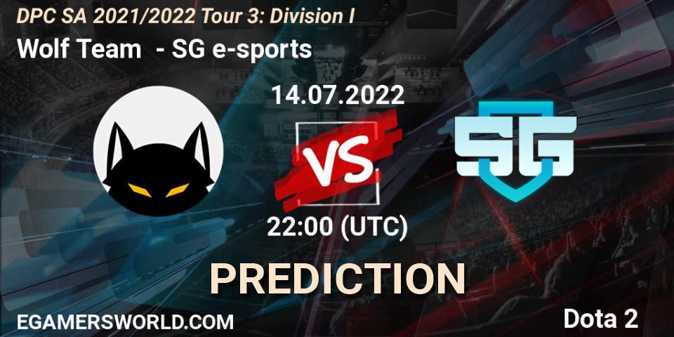 Wolf Team vs SG e-sports: Match Prediction. 14.07.2022 at 22:04, Dota 2, DPC SA 2021/2022 Tour 3: Division I
