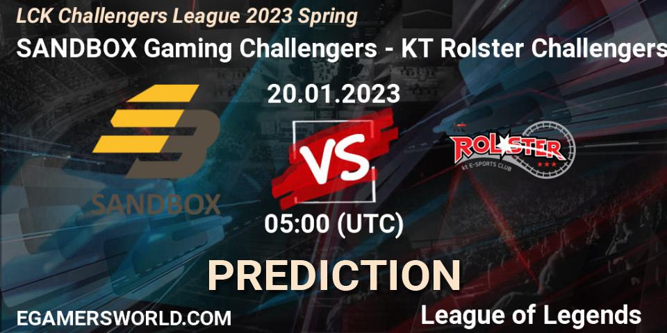 SANDBOX Gaming Youth vs KT Rolster Challengers: Match Prediction. 20.01.2023 at 05:00, LoL, LCK Challengers League 2023 Spring
