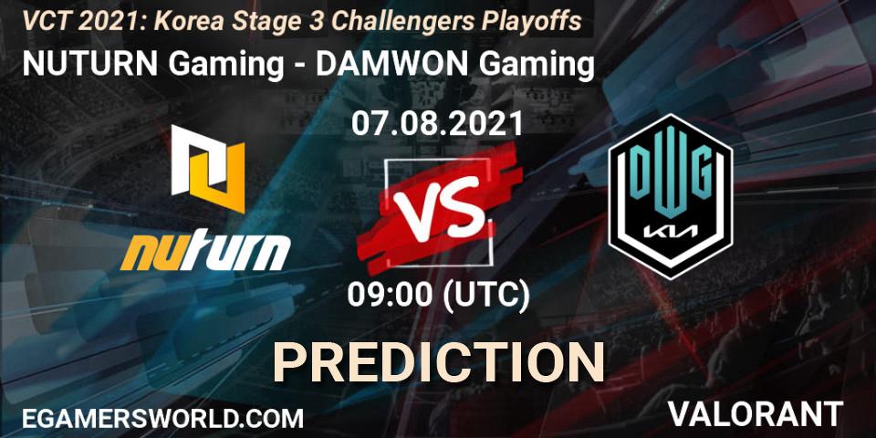 NUTURN Gaming vs DAMWON Gaming: Match Prediction. 07.08.2021 at 11:00, VALORANT, VCT 2021: Korea Stage 3 Challengers Playoffs