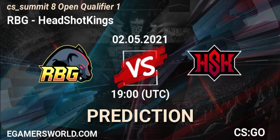 RBG vs HeadShotKings: Match Prediction. 02.05.2021 at 19:00, Counter-Strike (CS2), cs_summit 8 Open Qualifier 1