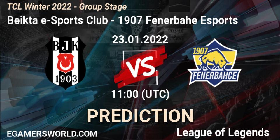 Beşiktaş e-Sports Club vs 1907 Fenerbahçe Esports: Match Prediction. 23.01.2022 at 11:00, LoL, TCL Winter 2022 - Group Stage