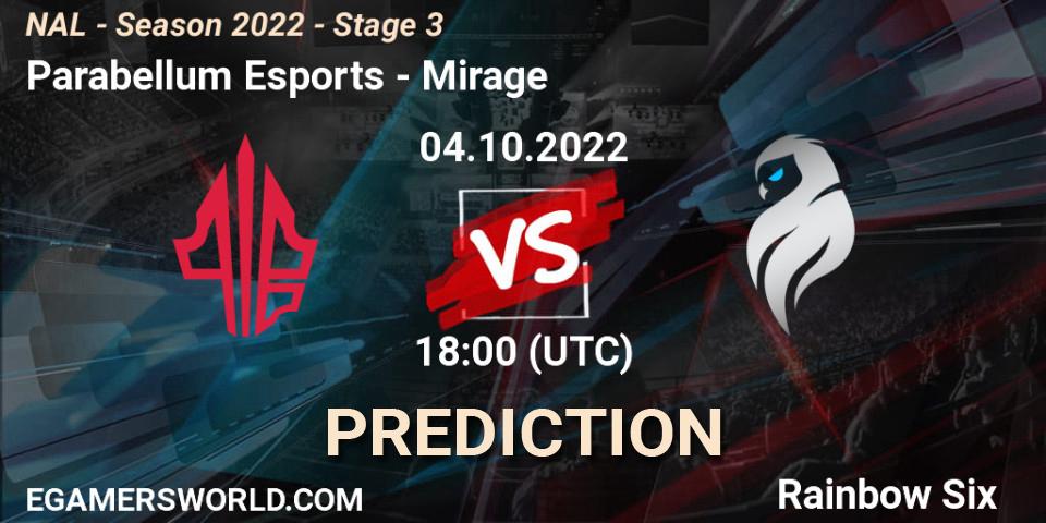 Parabellum Esports vs Mirage: Match Prediction. 04.10.2022 at 18:00, Rainbow Six, NAL - Season 2022 - Stage 3