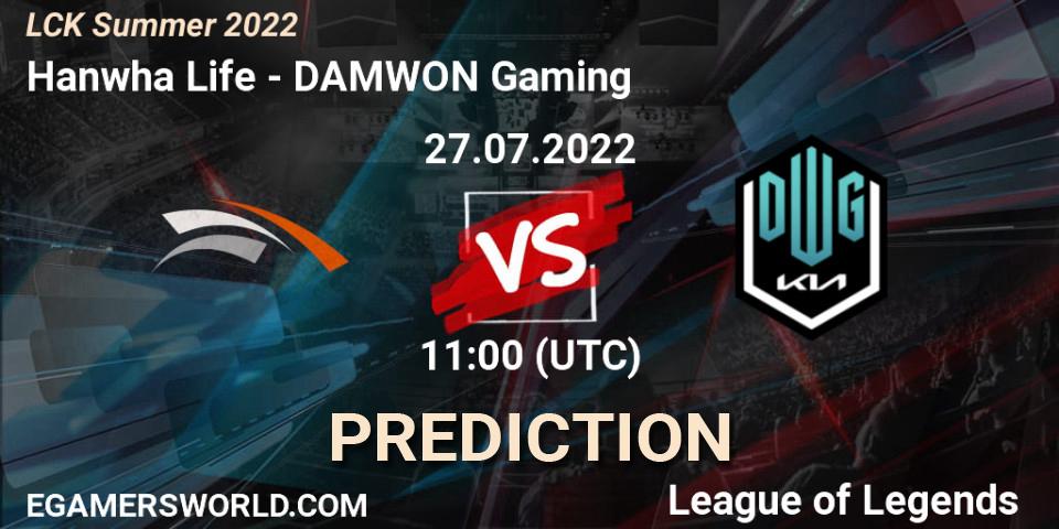 Hanwha Life vs DAMWON Gaming: Match Prediction. 27.07.2022 at 11:00, LoL, LCK Summer 2022