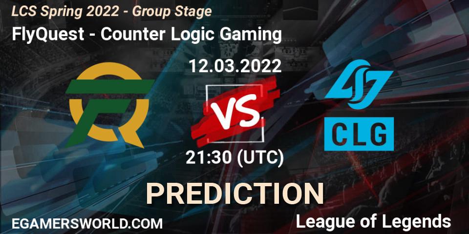 FlyQuest vs Counter Logic Gaming: Match Prediction. 12.03.2022 at 22:30, LoL, LCS Spring 2022 - Group Stage