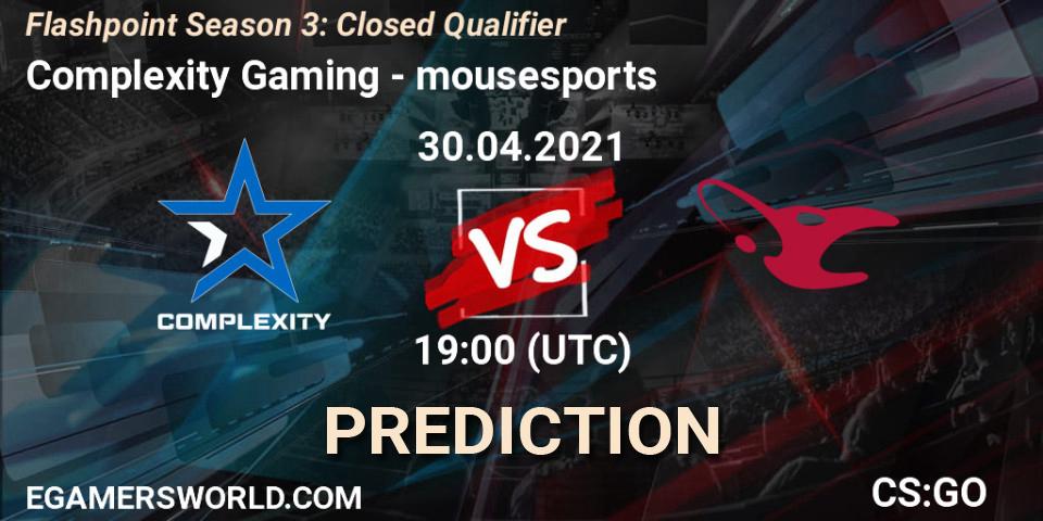 Complexity Gaming vs mousesports: Match Prediction. 30.04.2021 at 20:30, Counter-Strike (CS2), Flashpoint Season 3: Closed Qualifier