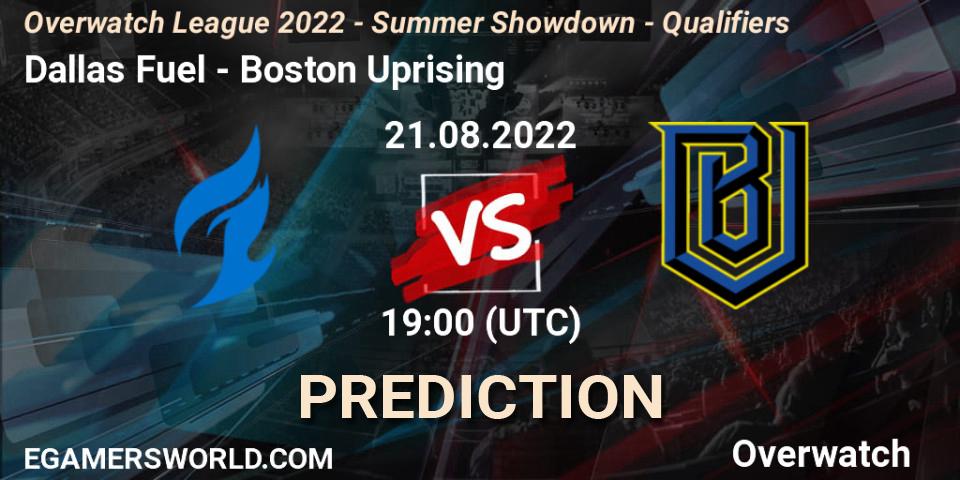 Dallas Fuel vs Boston Uprising: Match Prediction. 21.08.22, Overwatch, Overwatch League 2022 - Summer Showdown - Qualifiers