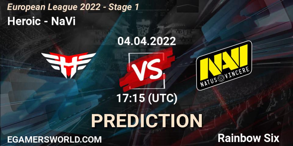 Heroic vs NaVi: Match Prediction. 04.04.2022 at 17:15, Rainbow Six, European League 2022 - Stage 1