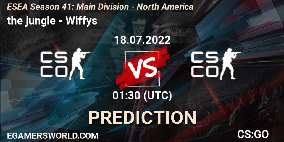 the jungle vs Wiffys: Match Prediction. 18.07.2022 at 01:00, Counter-Strike (CS2), ESEA Season 41: Main Division - North America