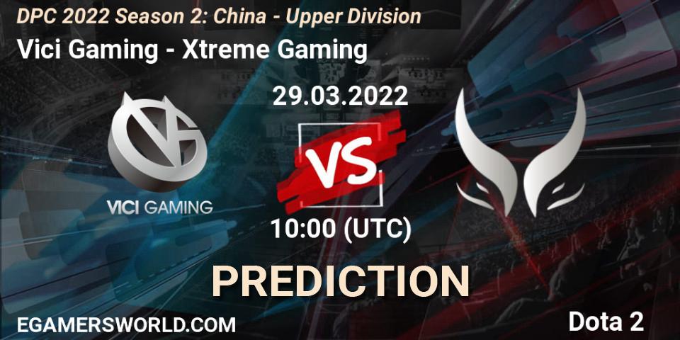 Vici Gaming vs Xtreme Gaming: Match Prediction. 29.03.2022 at 12:18, Dota 2, DPC 2021/2022 Tour 2 (Season 2): China Division I (Upper)