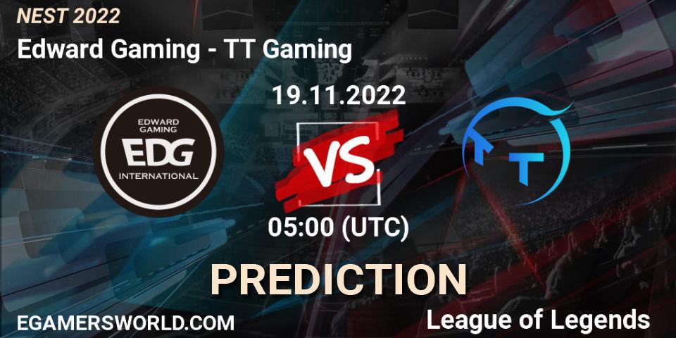 Edward Gaming vs TT Gaming: Match Prediction. 19.11.2022 at 05:25, LoL, NEST 2022