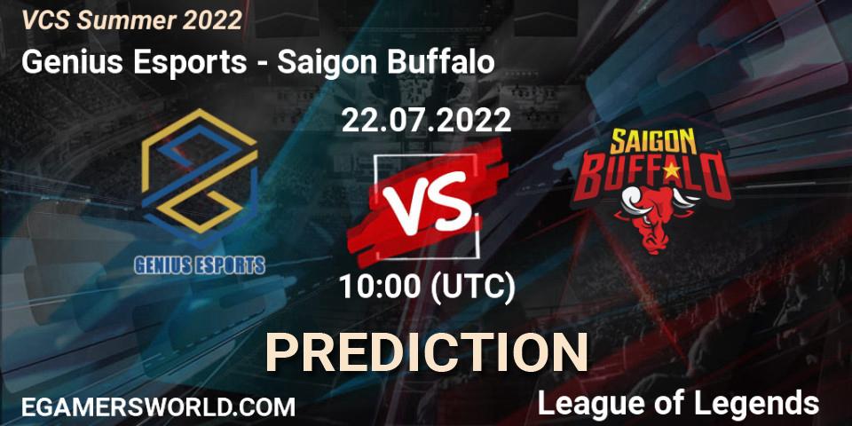 Genius Esports vs Saigon Buffalo: Match Prediction. 22.07.2022 at 10:00, LoL, VCS Summer 2022