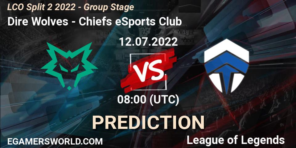Dire Wolves vs Chiefs eSports Club: Match Prediction. 12.07.2022 at 08:00, LoL, LCO Split 2 2022 - Group Stage