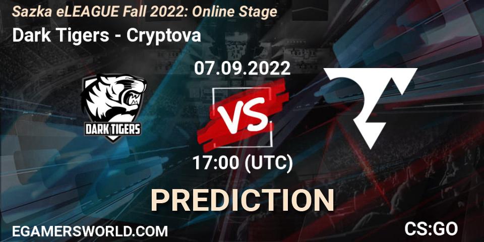 Dark Tigers vs Cryptova: Match Prediction. 07.09.2022 at 17:00, Counter-Strike (CS2), Sazka eLEAGUE Fall 2022: Online Stage