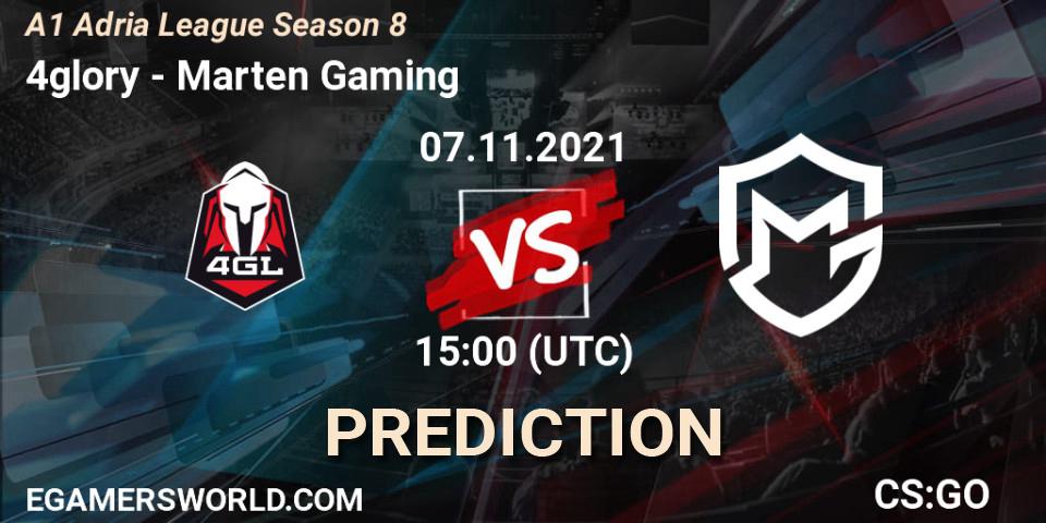 4glory vs Marten Gaming: Match Prediction. 07.11.2021 at 15:00, Counter-Strike (CS2), A1 Adria League Season 8
