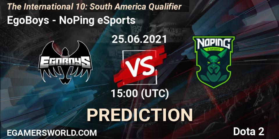 EgoBoys vs NoPing eSports: Match Prediction. 25.06.21, Dota 2, The International 10: South America Qualifier