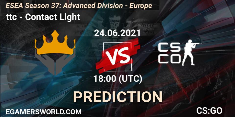 ttc vs Contact Light: Match Prediction. 26.06.2021 at 10:30, Counter-Strike (CS2), ESEA Season 37: Advanced Division - Europe