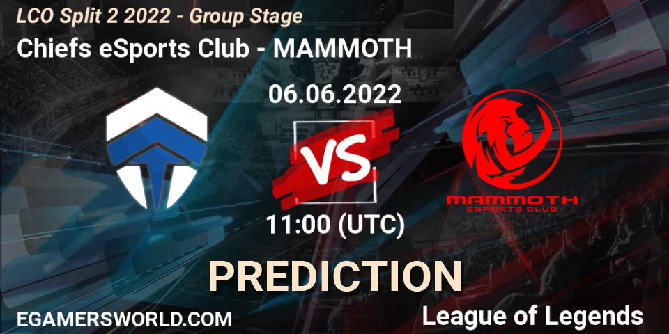 Chiefs eSports Club vs MAMMOTH: Match Prediction. 06.06.2022 at 11:00, LoL, LCO Split 2 2022 - Group Stage