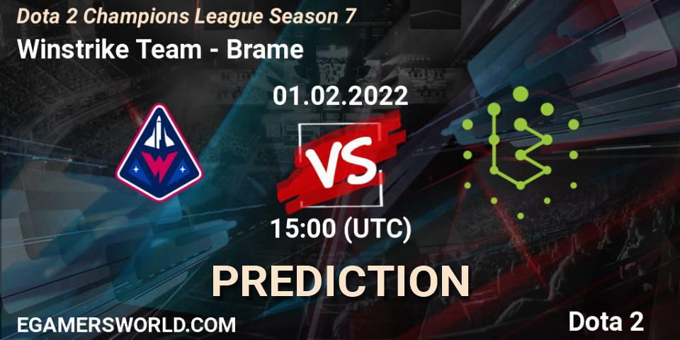 Winstrike Team vs Brame: Match Prediction. 01.02.2022 at 15:29, Dota 2, Dota 2 Champions League 2022 Season 7