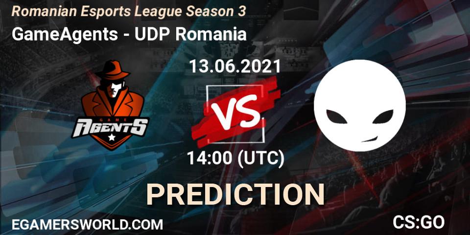GameAgents vs UDP Romania: Match Prediction. 13.06.2021 at 14:00, Counter-Strike (CS2), Romanian Esports League Season 3