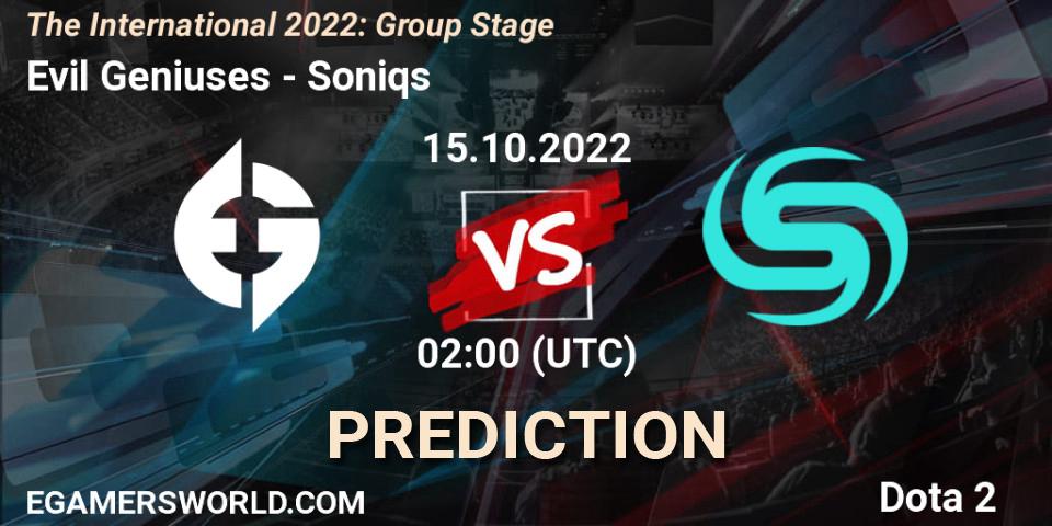 Evil Geniuses vs Soniqs: Match Prediction. 15.10.22, Dota 2, The International 2022: Group Stage
