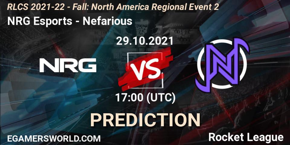NRG Esports vs Nefarious: Match Prediction. 29.10.2021 at 17:00, Rocket League, RLCS 2021-22 - Fall: North America Regional Event 2