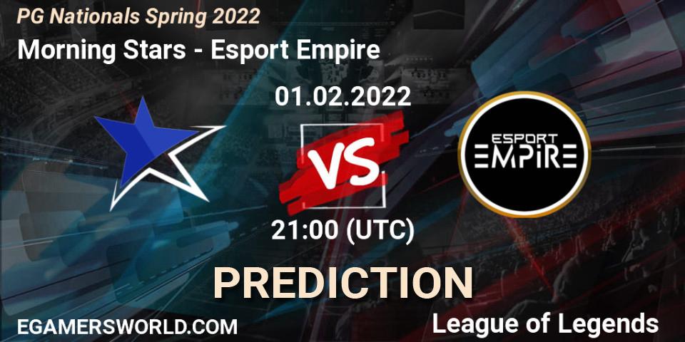 Morning Stars vs Esport Empire: Match Prediction. 01.02.2022 at 21:00, LoL, PG Nationals Spring 2022
