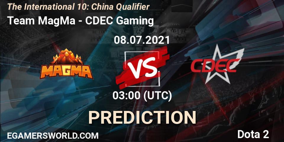 Team MagMa vs CDEC Gaming: Match Prediction. 08.07.2021 at 03:00, Dota 2, The International 10: China Qualifier