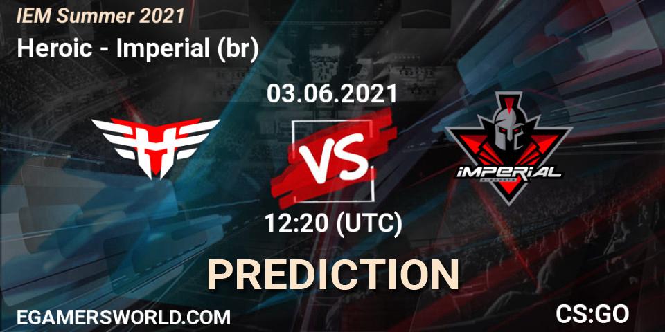 Heroic vs Imperial (br): Match Prediction. 03.06.2021 at 12:20, Counter-Strike (CS2), IEM Summer 2021