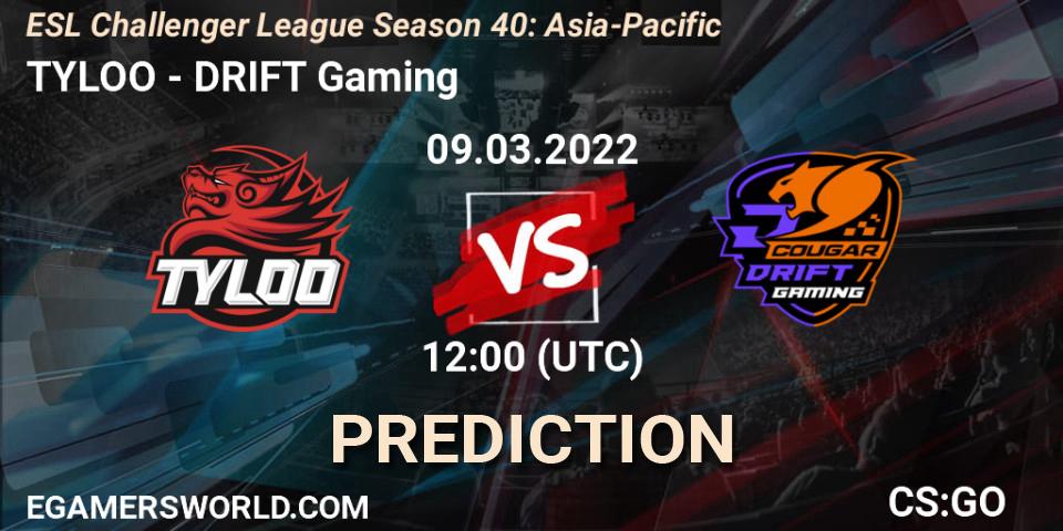 TYLOO vs DRIFT Gaming: Match Prediction. 09.03.2022 at 12:00, Counter-Strike (CS2), ESL Challenger League Season 40: Asia-Pacific