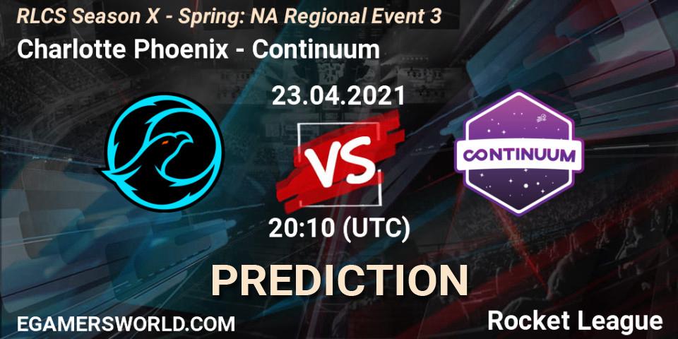 Charlotte Phoenix vs Continuum: Match Prediction. 23.04.2021 at 20:50, Rocket League, RLCS Season X - Spring: NA Regional Event 3