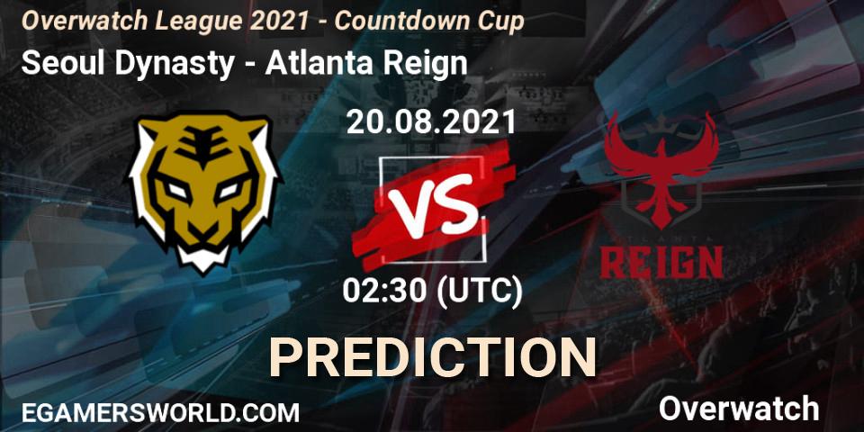 Seoul Dynasty vs Atlanta Reign: Match Prediction. 20.08.2021 at 01:00, Overwatch, Overwatch League 2021 - Countdown Cup