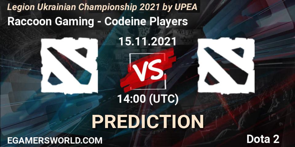 Raccoon Gaming vs Codeine Players: Match Prediction. 15.11.2021 at 15:08, Dota 2, Legion Ukrainian Championship 2021 by UPEA