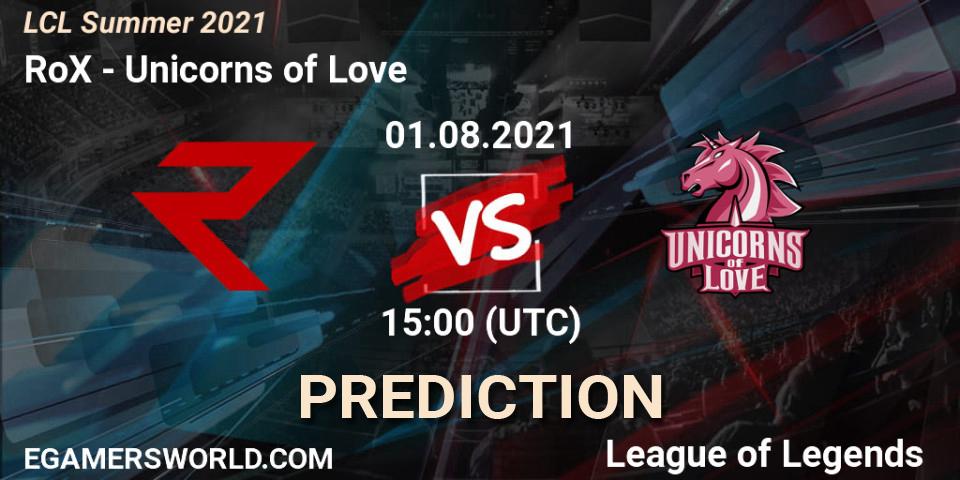 RoX vs Unicorns of Love: Match Prediction. 01.08.21, LoL, LCL Summer 2021