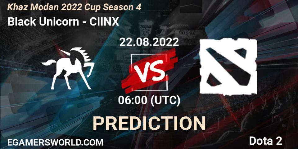 Black Unicorn vs CIINX: Match Prediction. 22.08.2022 at 06:16, Dota 2, Khaz Modan 2022 Cup Season 4