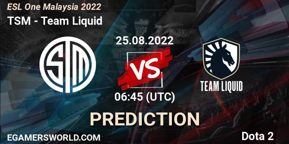 TSM vs Team Liquid: Match Prediction. 25.08.22, Dota 2, ESL One Malaysia 2022