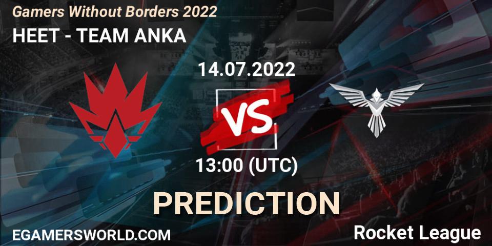 HEET vs TEAM ANKA: Match Prediction. 14.07.2022 at 13:00, Rocket League, Gamers Without Borders 2022