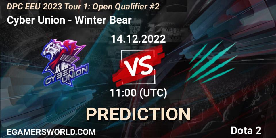 Cyber Union vs Winter Bear: Match Prediction. 14.12.2022 at 11:08, Dota 2, DPC EEU 2023 Tour 1: Open Qualifier #2