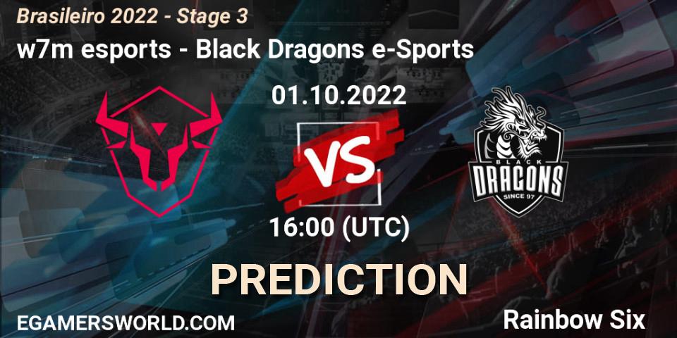 w7m esports vs Black Dragons e-Sports: Match Prediction. 01.10.2022 at 16:00, Rainbow Six, Brasileirão 2022 - Stage 3