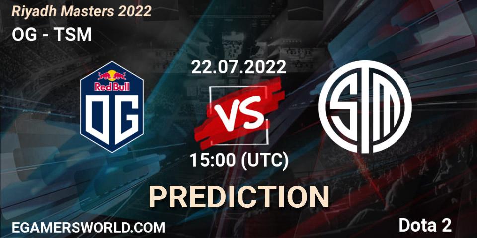 OG vs TSM: Match Prediction. 22.07.2022 at 15:00, Dota 2, Riyadh Masters 2022