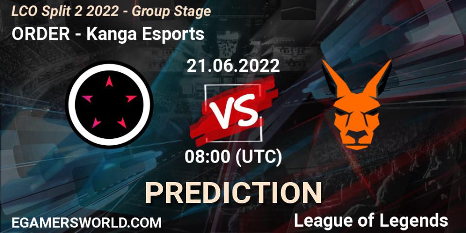 ORDER vs Kanga Esports: Match Prediction. 21.06.2022 at 08:00, LoL, LCO Split 2 2022 - Group Stage