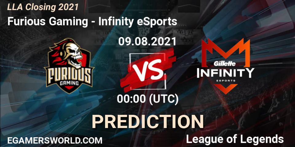 Furious Gaming vs Infinity eSports: Match Prediction. 09.08.2021 at 00:00, LoL, LLA Closing 2021