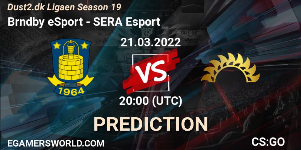 Brøndby eSport vs SERA Esport: Match Prediction. 21.03.2022 at 20:00, Counter-Strike (CS2), Dust2.dk Ligaen Season 19