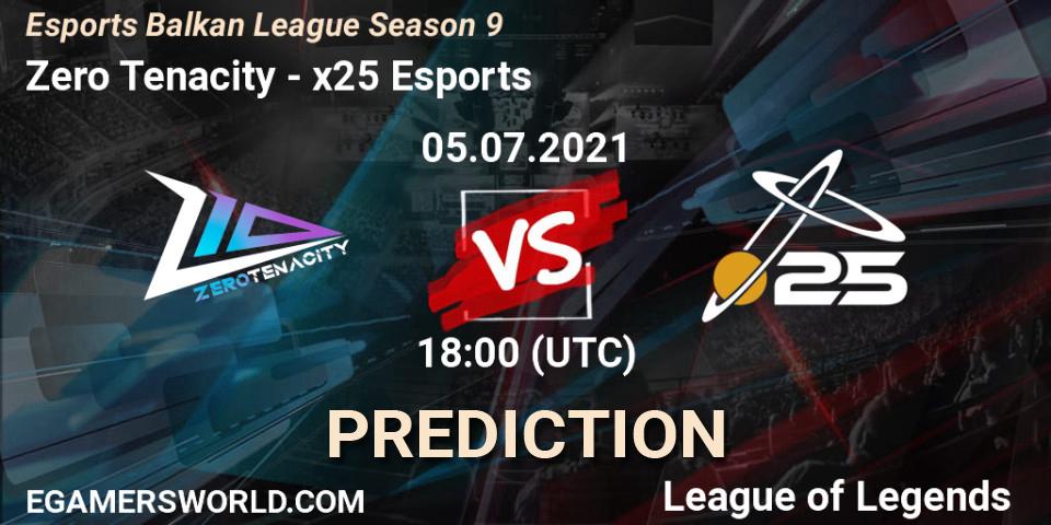 Zero Tenacity vs x25 Esports: Match Prediction. 05.07.2021 at 18:00, LoL, Esports Balkan League Season 9