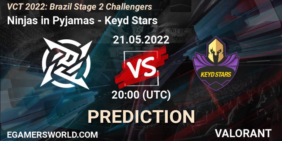 Ninjas in Pyjamas vs Keyd Stars: Match Prediction. 21.05.2022 at 20:15, VALORANT, VCT 2022: Brazil Stage 2 Challengers